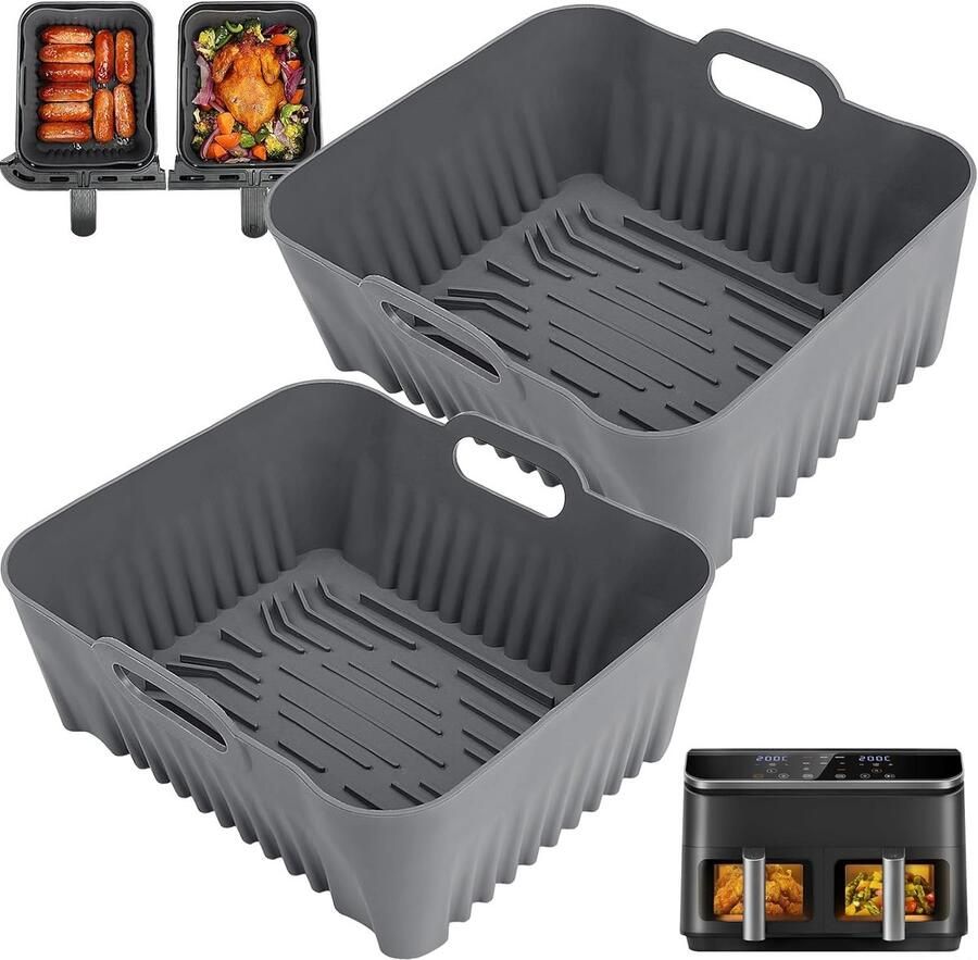 SnelShoppen 2 Stuks Silicone Airfryer Liners voor COSORI 8.5L Hittebestendig en Antiaanbak 2.5 mm Dikte Perfect voor Keuken Gezond Koken