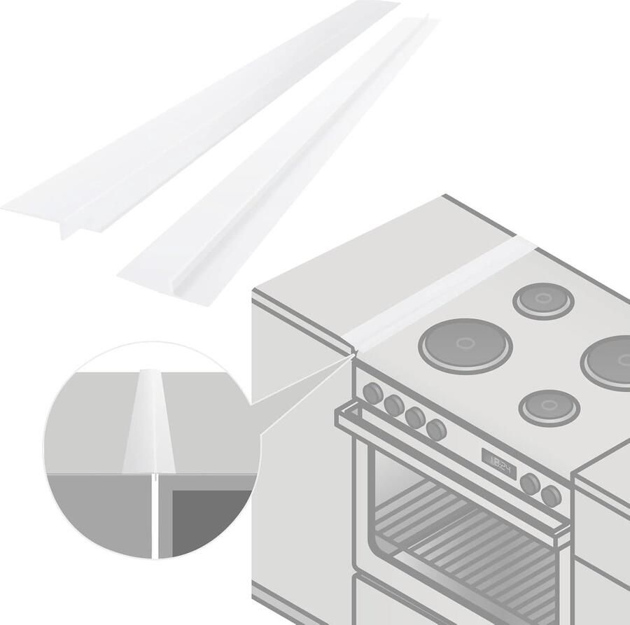 SnelShoppen 2 Stuks Silicone Cover Strips voor Cooker en Keuken 63 cm Split Filler Voorkomt Vlekken Sealing Tussen Werkblad Fornuis Oven Wasm