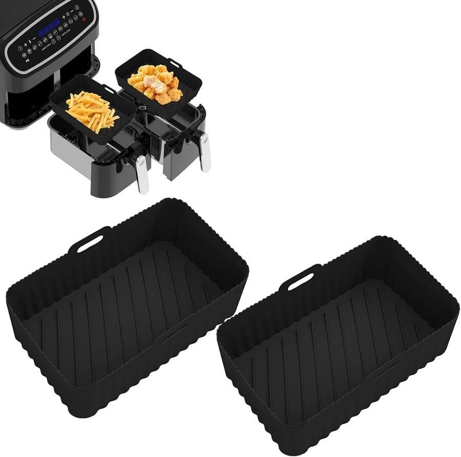 SnelShoppen 2 stuks Siliconen Inzetstukken voor Airfryer Accessoires Opvouwbare Vorm voor Heteluchtfriteuse Geschikt voor Dual Zone 7 6L Keuken Ge