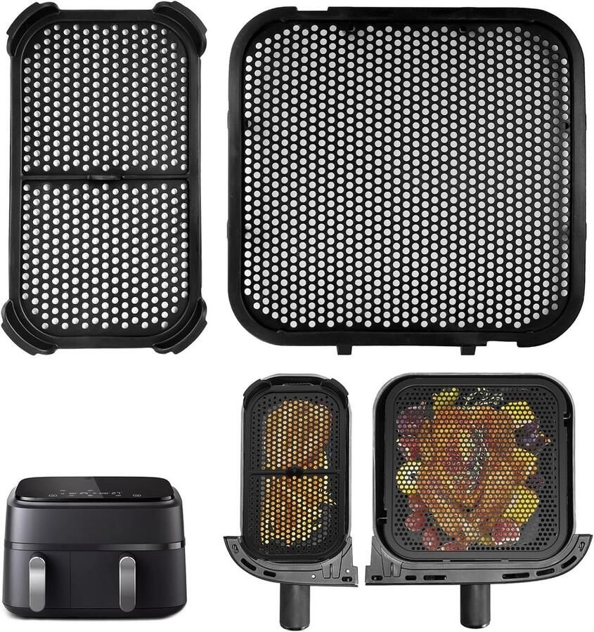 SnelShoppen 2 Stuks Siliconen Spatbescherming Accessoires voor Airfryer 3000 & 5000 Series Dual Basket Keuken Essentials Veilig & Hygiënisch Rood