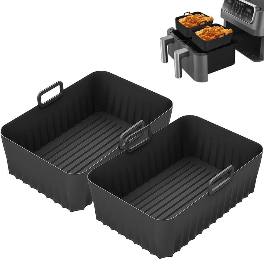 SnelShoppen 2 Stuks Siliconen Vorm Airfryer 21x14x7 cm Siliconen Inzetstuk voor Heteluchtfriteuse Antiaanbak Scheurvast Duurzaam Keuken Acces