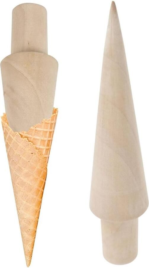 SnelShoppen 2 Stuks Wafel en IJsje Hoorn Vormer Houten IJs Wafel Mould Ideaal voor Feestjes en Keuken Duurzaam en Ergonomisch Ontwerp