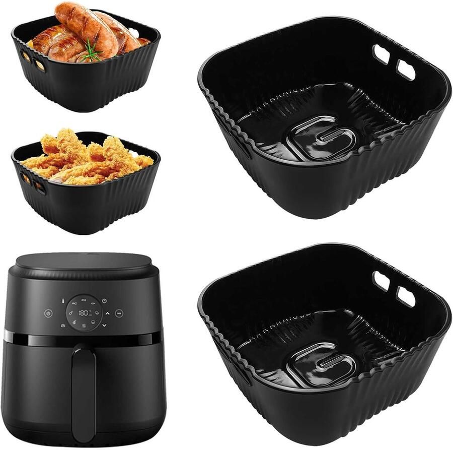 SnelShoppen 20 cm Airfryer Siliconen Mal Accessoires voor Heteluchtfriteuse 2 Stuks Platina Siliconen Vormen Perfect voor Philips 2000-serie Ru