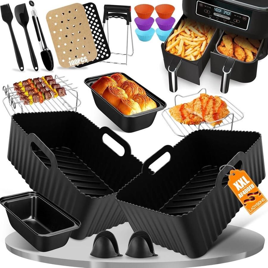 SnelShoppen 20 stuks Heteluchtfriteuse Accessoires Universele Airfryer Accessoires Set voor Ninja Dual AF400EU AF300EU T17088 Geschikt voor Oven M