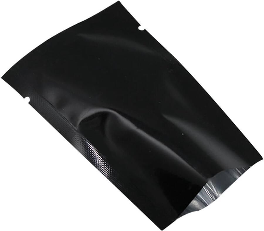 SnelShoppen 200 Kleurrijke Mylar Folie Vacuum Heat Sealbare Voedselzakken 6 x 9 cm Zwart Ideaal voor Keuken Camping en Feestjes
