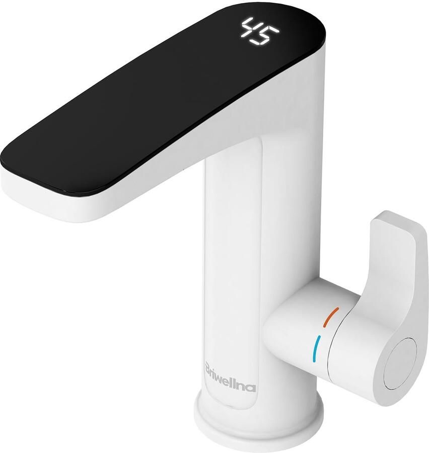 SnelShoppen 220V Elektrische Waterkoker Kraan met Digitale Display Direct Warm Water Kraan Snelle Verwarmings Waterafvoer (Wit) voor Keuken en Bad