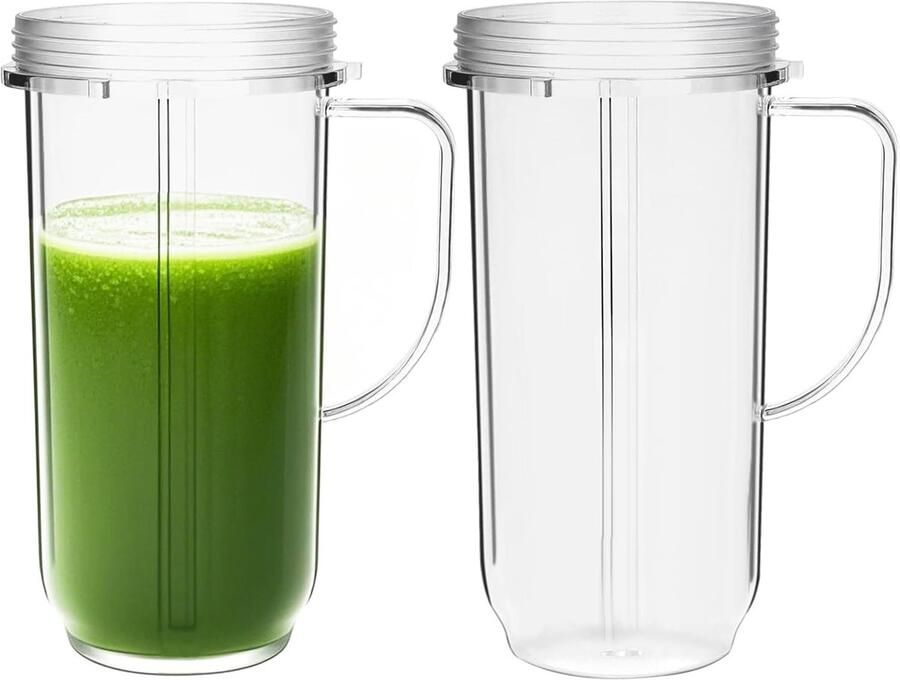 SnelShoppen 22oz Vervangbekers voor Blender Mixer Geschikt voor 200W Magic Bullet 2 Stuks met Handvat Ideaal voor Keuken Smoothies en Sappen