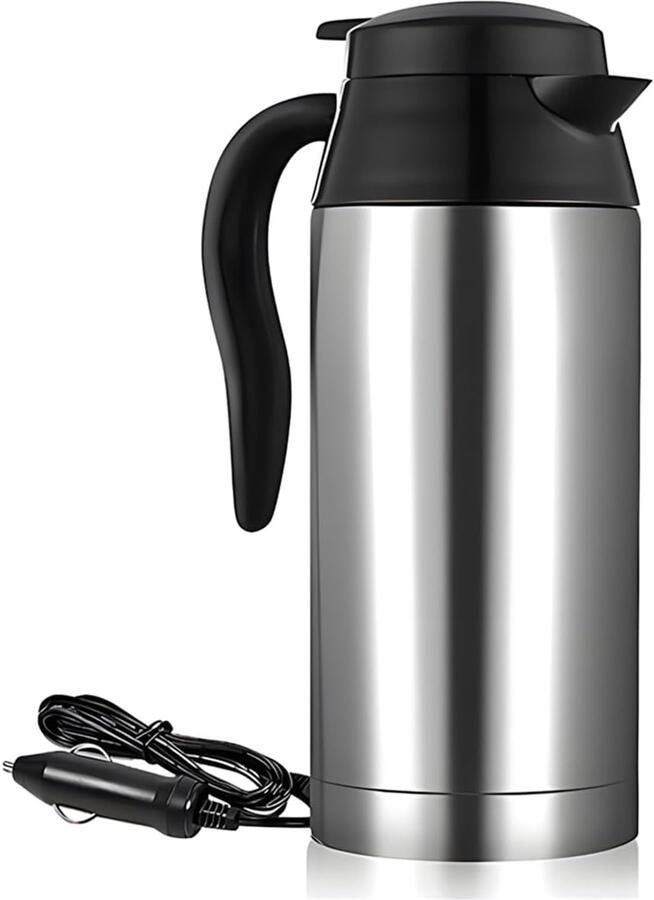 Thijox 24V Reis Auto Waterkoker 750Ml Roestvrijstalen Elektrische Waterkoker voor Camping Truck Pickup en RV Ideaal voor Thee Koffie en Baby