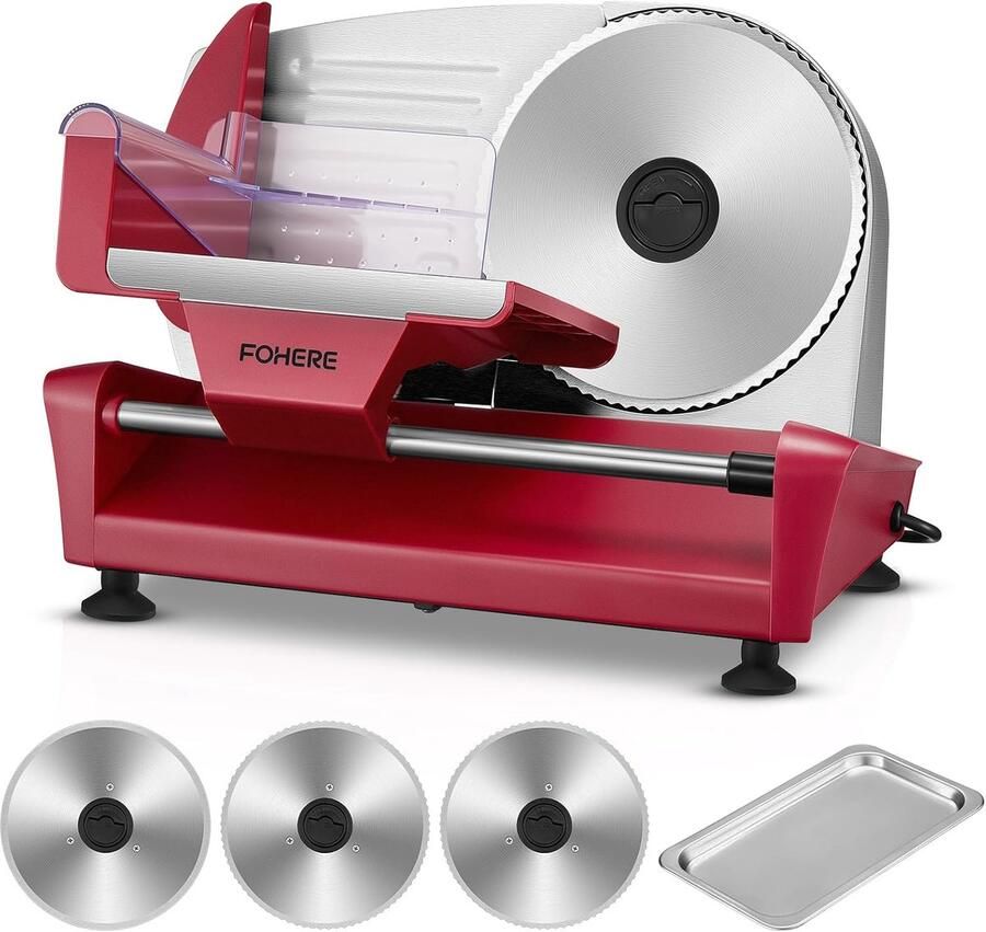 SnelShoppen 250W Elektrische Multifunctionele Snijmachine Verstelbare Dikte 0-15mm Inclusief 3 Messen voor Worst Brood Ham en Groenten Ideaa