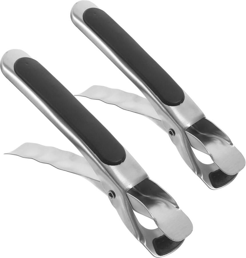SnelShoppen 2Pcs Antislip Keuken Pincet voor Airfryer RVS Duurzaam Hittebestendig Silicone Handvat Ideaal voor Schalen Pannen en Ovengerechte