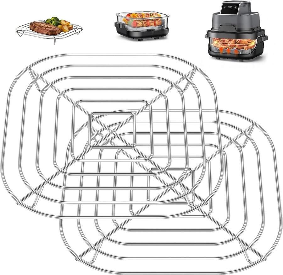 SnelShoppen 2x Airfryer Accessoires Koolstofstalen Rooster voor Heteluchtfriteuse Grillrooster Koelrooster Compatibel met Modellen Gesc
