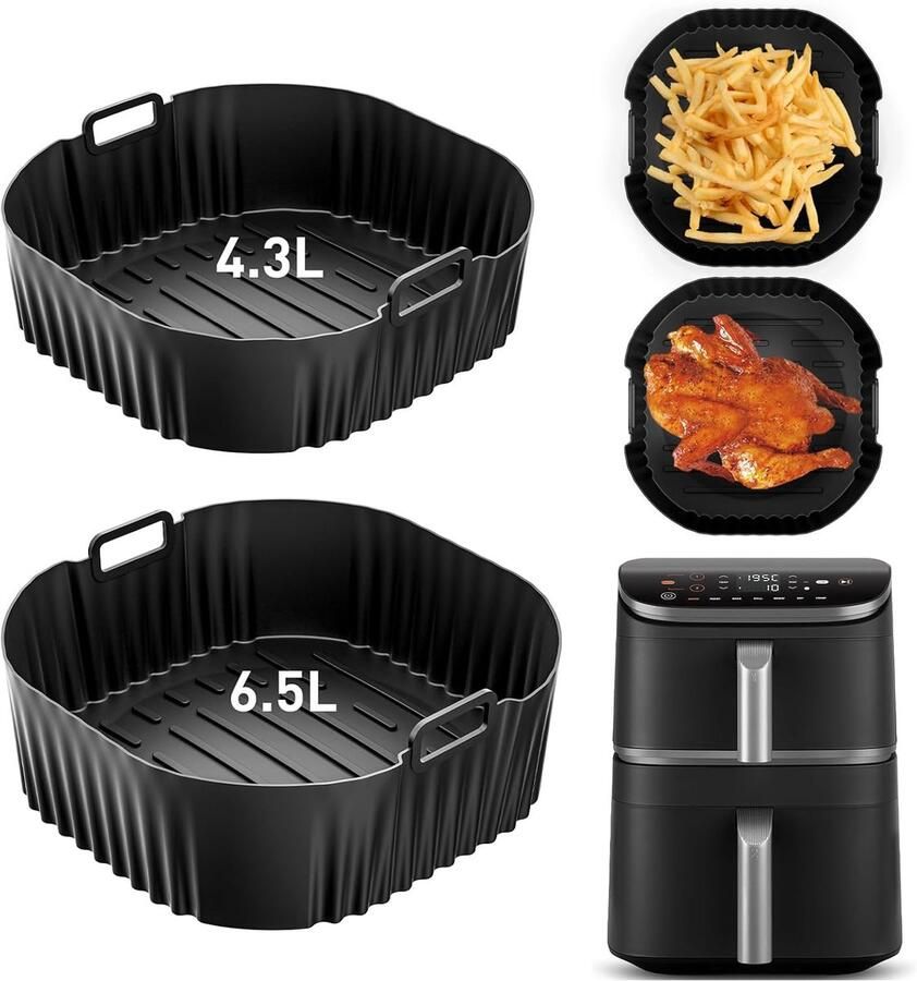SnelShoppen 2x Airfryer Siliconenvorm Accessoires voor Heteluchtfriteuse Herbruikbare Siliconen Inzetstukken voor Cosori Turbo Tower Pro 10 8L K