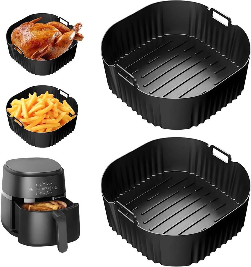 SnelShoppen 2x Airfryer Siliconenvorm Siliconen Mal voor Heteluchtfriteuse Antiaanbak & Voedselveilig Voor 4 2L Air Fryer Ideaal voor Keuken
