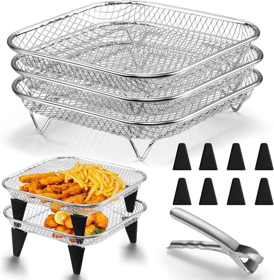 SnelShoppen 3-delige Air Fryer Accessoires Set Gezond Koken met RVS Geschikt voor Temperaturen tot 230°C Ideaal voor Keuken Feest en Dagelijk