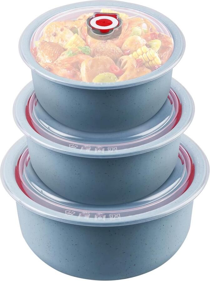 SnelShoppen 3-delige Magnetron Tafelware Set met Deksel: Magnetron Opbergdozen 260 480 900 ml Magnetron Multikom Brooddoos voor Vaatwasser Magnetr