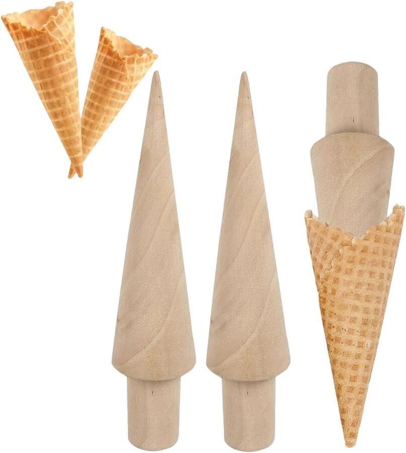 SnelShoppen 3-delige Wafel Cone Roller Set Houten Wafel Moulders IJs Wafel Maker DIY Gereedschap voor Het Maken van Wafels en IJs Hoorns Voor Ki