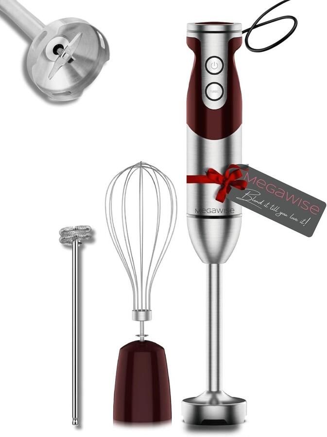 Staafmixer Set – 5-in-1 – Variabele Snelheid – 400W met Turbo – Garde Hakmolen & Melkopschuimer