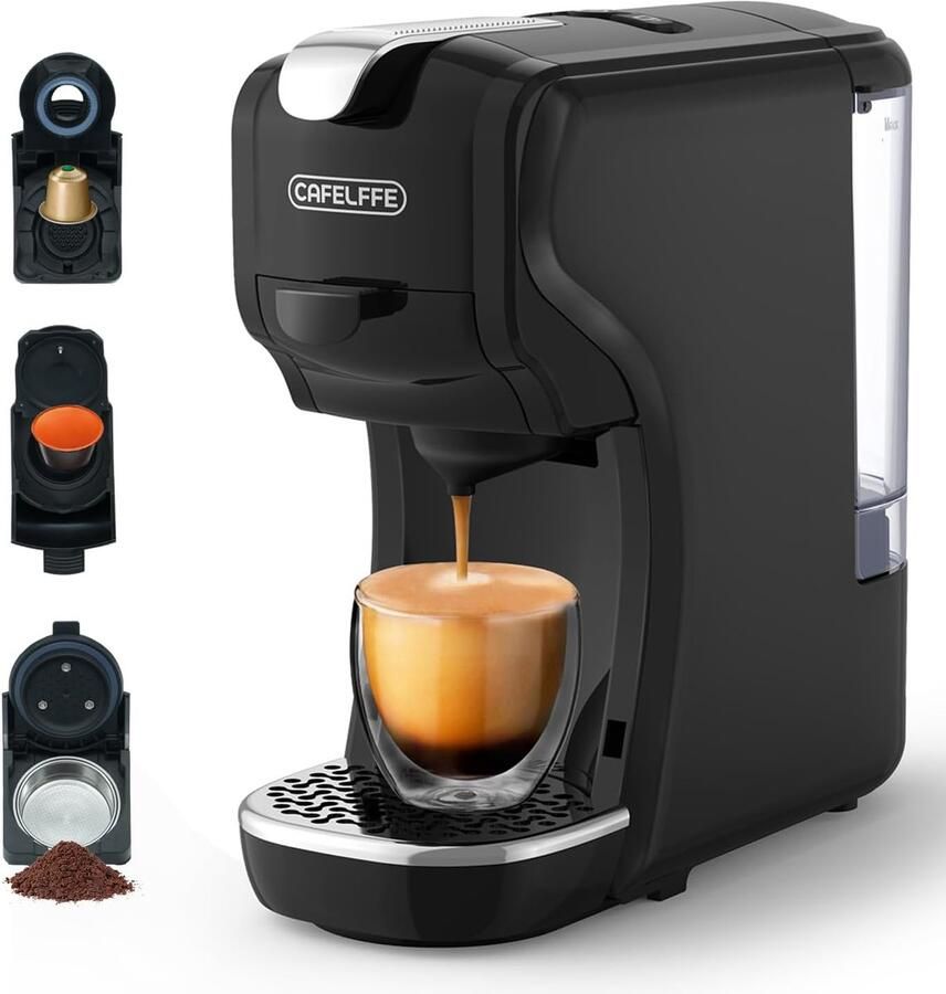 SnelShoppen 3-in-1 Koffiezetapparaat 19 Bar Warm- en Koudzetmachine 1450 W 600 ml Zwart Perfect voor Thuis en Kantoor