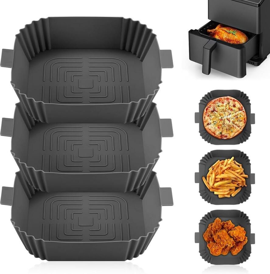SnelShoppen 3 Packs Silicone Mould Air Fryer Herbruikbare Siliconen Bakvorm voor Airfryer Oven en Magnetron 19 5 cm Warmtebestendig voor Bakke