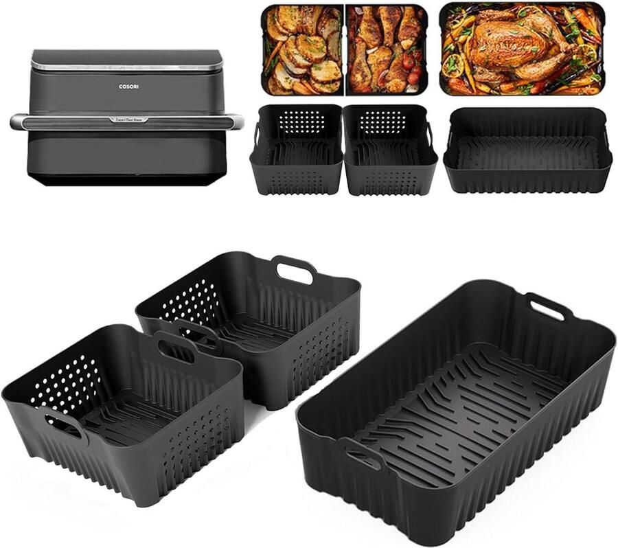 SnelShoppen 3 Siliconen Vormen voor Air Fryer 10L Perfecte Pasvorm voor Cosori & Ninja Hittebestendig Antislip Slijtvast Keuken Accessoires
