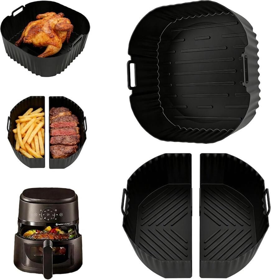 SnelShoppen 3 Siliconen Vormen voor Heteluchtfriteuse Vaatwasmachinebestendig Herbruikbare Accessoires voor Koken en Bakken Ideaal voor Vetarm