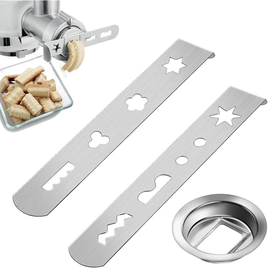 SnelShoppen 3 Stukken Boterkoek Accessoires voor Vleesmolen 430 Roestvrij Staal Praktische Vleesmolen Roestvrijstalen Mondstuk Koek Accessoires