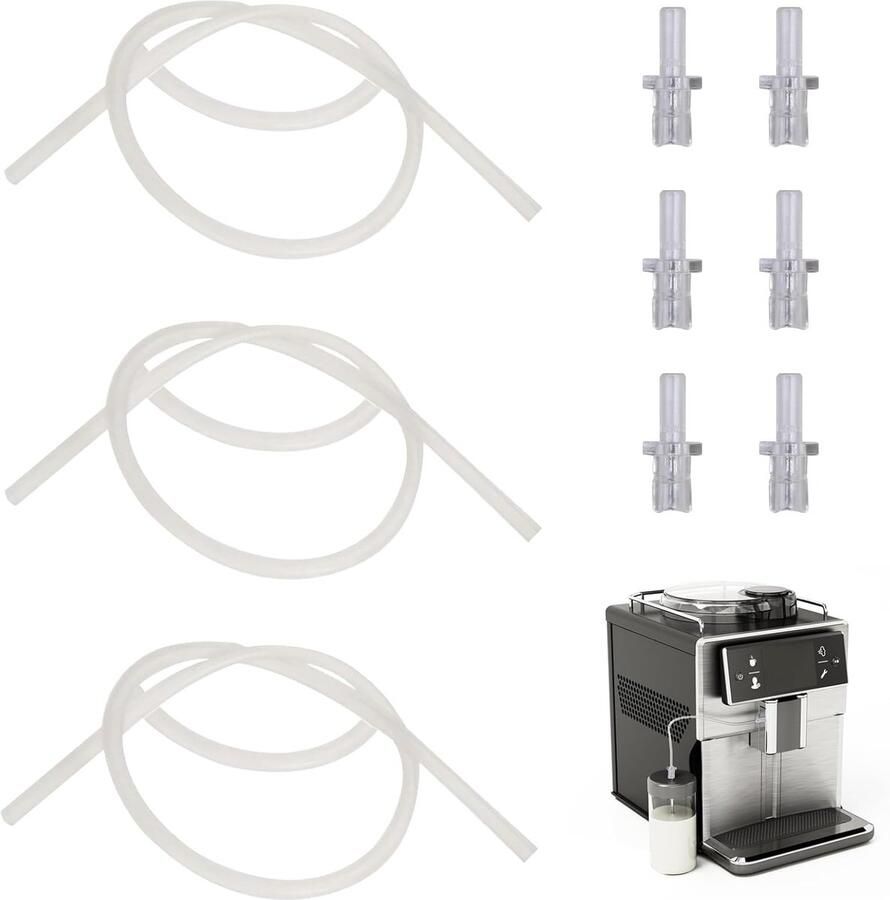 SnelShoppen 3 Stuks Melkslangen & 6 Aansluitnippels voor Jura Koffiemachines Transparante Siliconen Melksystemen Accessoires Vervangingsset voor