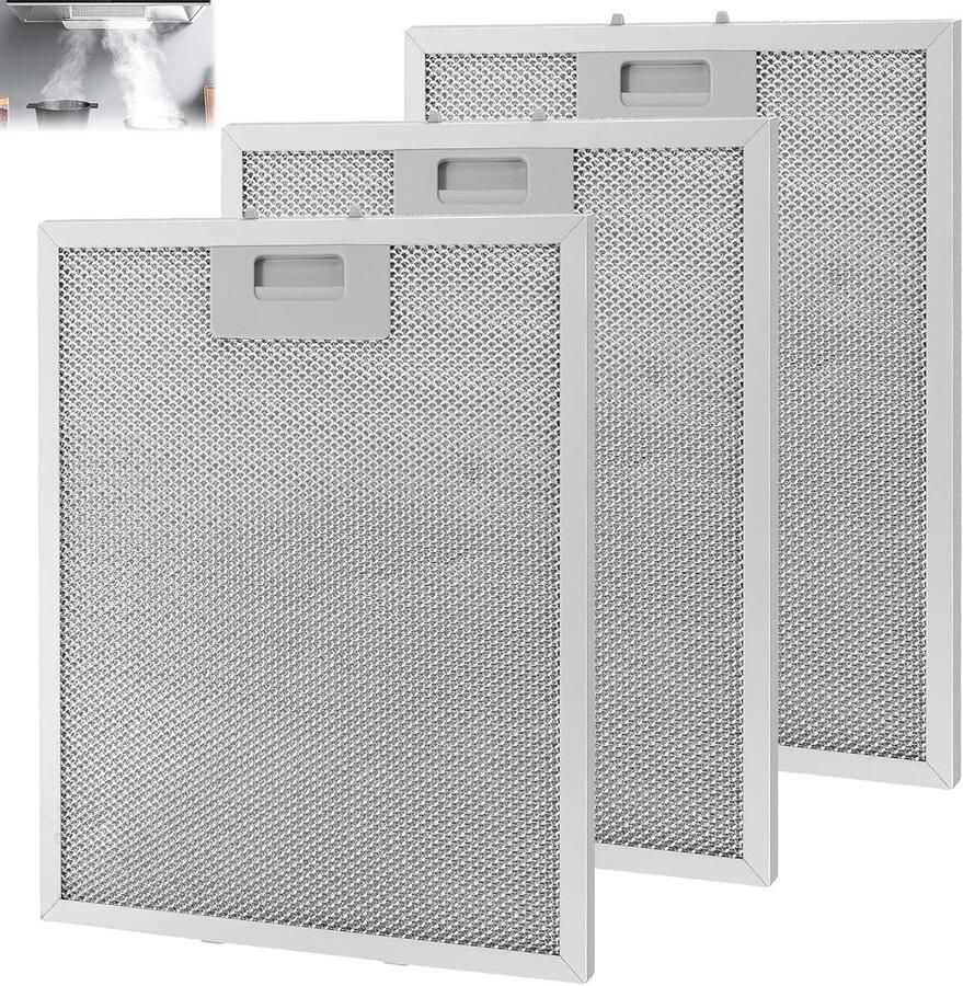 SnelShoppen 3 Stuks Metalen Vetfilter Afzuigkap 320 x 260 mm 5-laags Aluminium Vetfilter Afneembaar Filterrooster voor Keuken Afzuigkappen Com