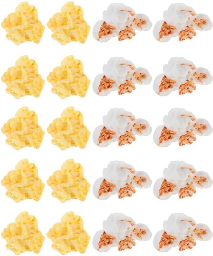 SnelShoppen 30 Stuks Kunststof Popcorn Speelgoed voor Kinderen Popcorn Sieraden Sleutelhanger Feestdecoratie Creatief Knutselmateriaal Kleurig