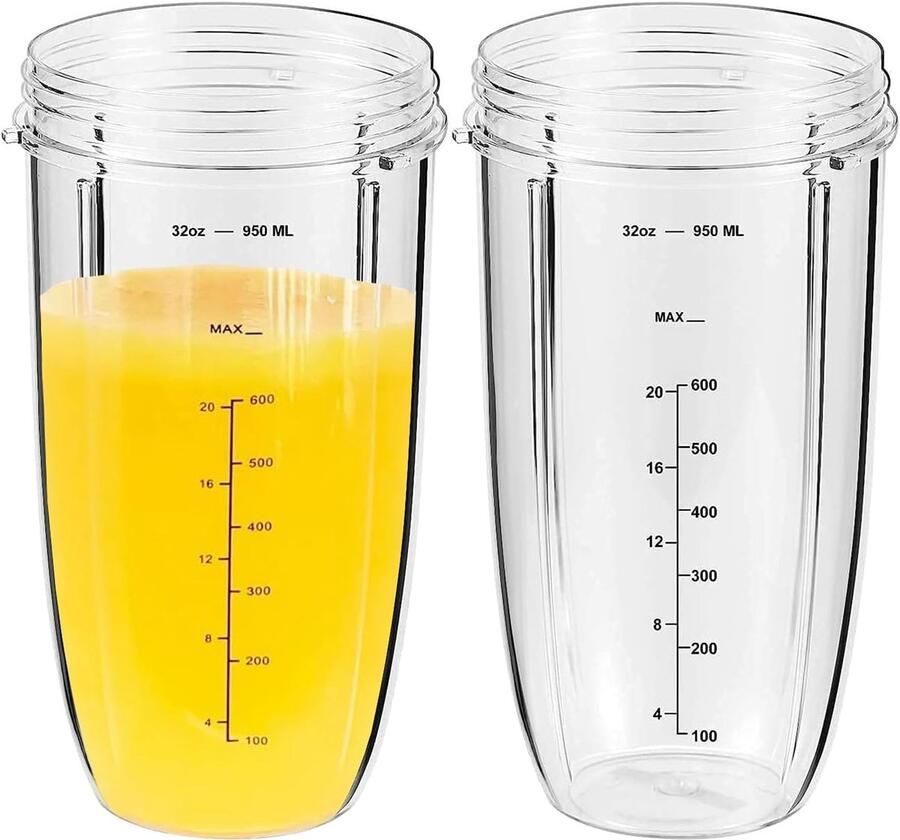 SnelShoppen 32 oz Vervangende Cups voor Blender Compatibel met 600W en 900W 2 Pack Grote Capaciteit Perfecte Afdichting Ideaal voor Smooth