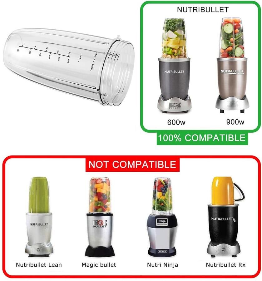 SnelShoppen 32OZ Sapcentrifuge Beker Compatibel met Elektrische Mixer Grote Cups Accessoires Reserveonderdelen Ideaal voor Keuken en Smoothies