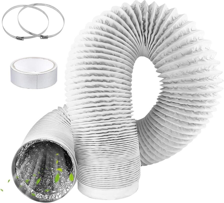 SnelShoppen 3m Afvoerslang Ventilatieslang voor Afzuigkap Flexibele PVC Slang met Aluminium Folie en Staal Draad 150 mm Diameter voor Keuken en Ve