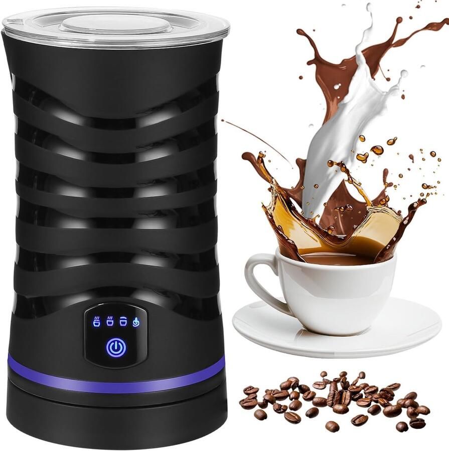 SnelShoppen 4-in-1 elektrische melkopschuimer met antiaanbaklaag voor warm en koud melkschuim automatische uitschakeling ideaal voor koffie en mel
