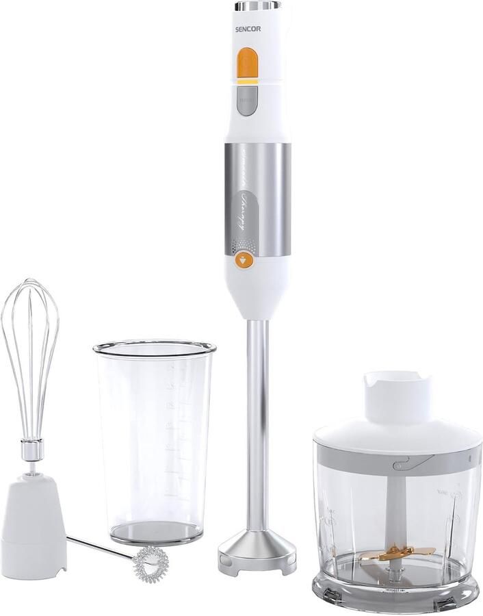 SnelShoppen 4-in-1 Hand Blender Staafmixer Hakmolen Mixfunctie Wit Keukenaccessoire voor Smoothies Soepen Babyvoeding en Meer
