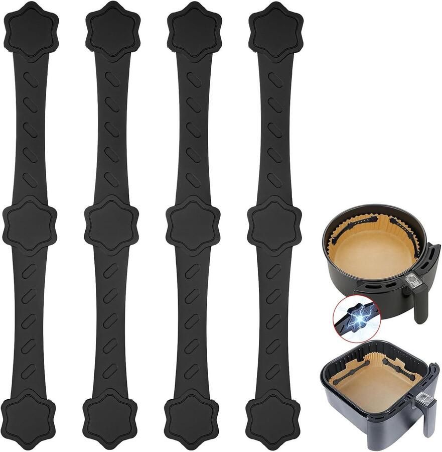 SnelShoppen 4 Silicone Airfryer Magneten voor Bakpapier 13 5 cm Strips met 12 Sterke Magneten Eenvoudige Airfryer Accessoires voor Keuken Campi