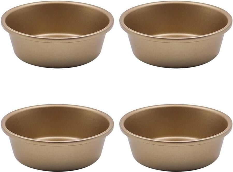 SnelShoppen 4 Stuks Airfryer Eimallen 4'' Ramekins voor Airfryer Mini Rond Bakvorm Voedsel Veilige Koolstofstaal Herbruikbaar Voor Makkelijk Eieren