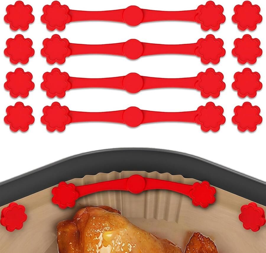 SnelShoppen 4 Stuks Airfryer Silicone Magnet Clips Herbruikbare Hittebestendige Beveiligingssluiting voor Parchment Liners Voorkomt Brandende Pap