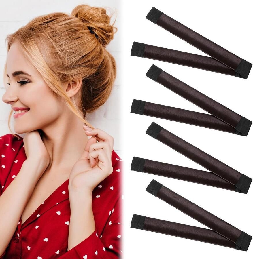 SnelShoppen 4 Stuks Haar Knot Maker Set Metalen Frame voor Lange Dikke Haarstijlen DIY Haarstyling Accessoires Zwart Perfect voor Feest Sch