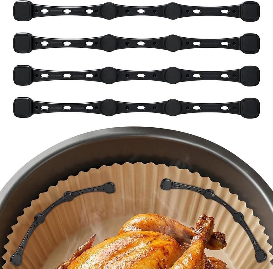 SnelShoppen 4 stuks siliconen magneten voor airfryer bakpapier 17 5 cm lange strips voorkomt afdekken van levensmiddelen accessoires voor hete