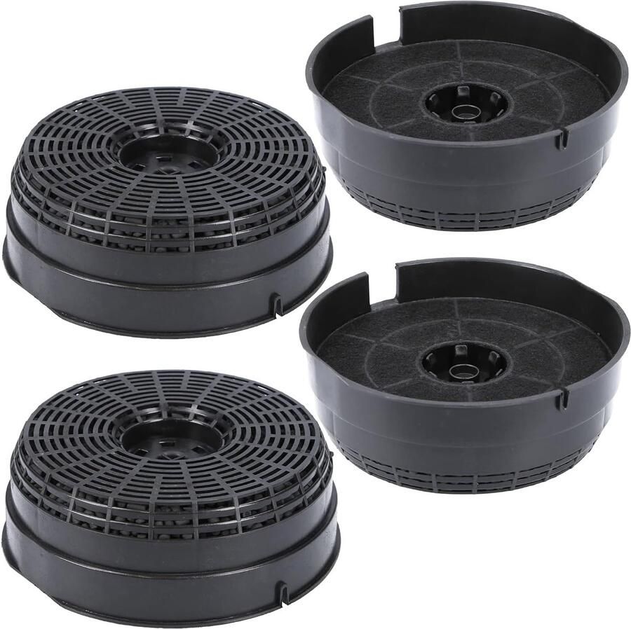 SnelShoppen 4 x Actieve Koolfilter Ø 142 mm voor Afzuigkap Alternatief Koolstoffilter voor Keuken Perfect voor Bauknecht en Meer