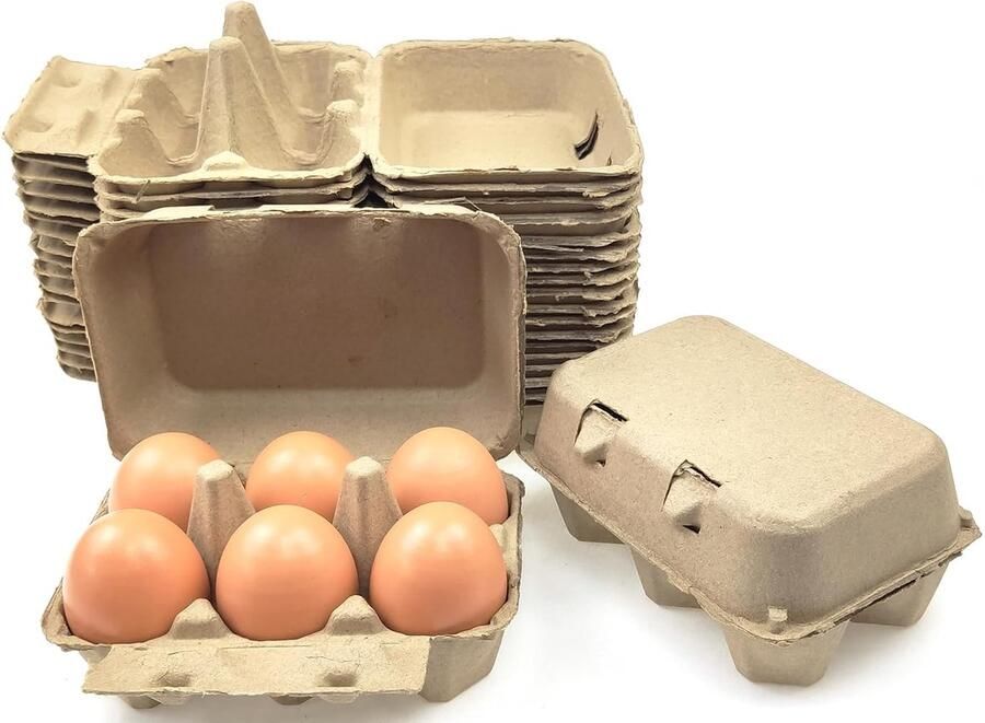 SnelShoppen 40 stuks eierdozen van cellulosevezel herbruikbare stevige eierhouders voor 6 eieren perfect voor keuken feest camping en meer