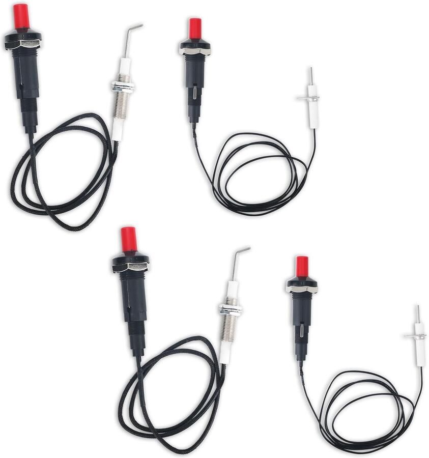 SnelShoppen 4st Propaan Piëzo Ontstekerset met Drukknop Keramische Elektrode en Lange Draad Piëzo Vonkontsteker voor Oven Open Haard Gasgrill en