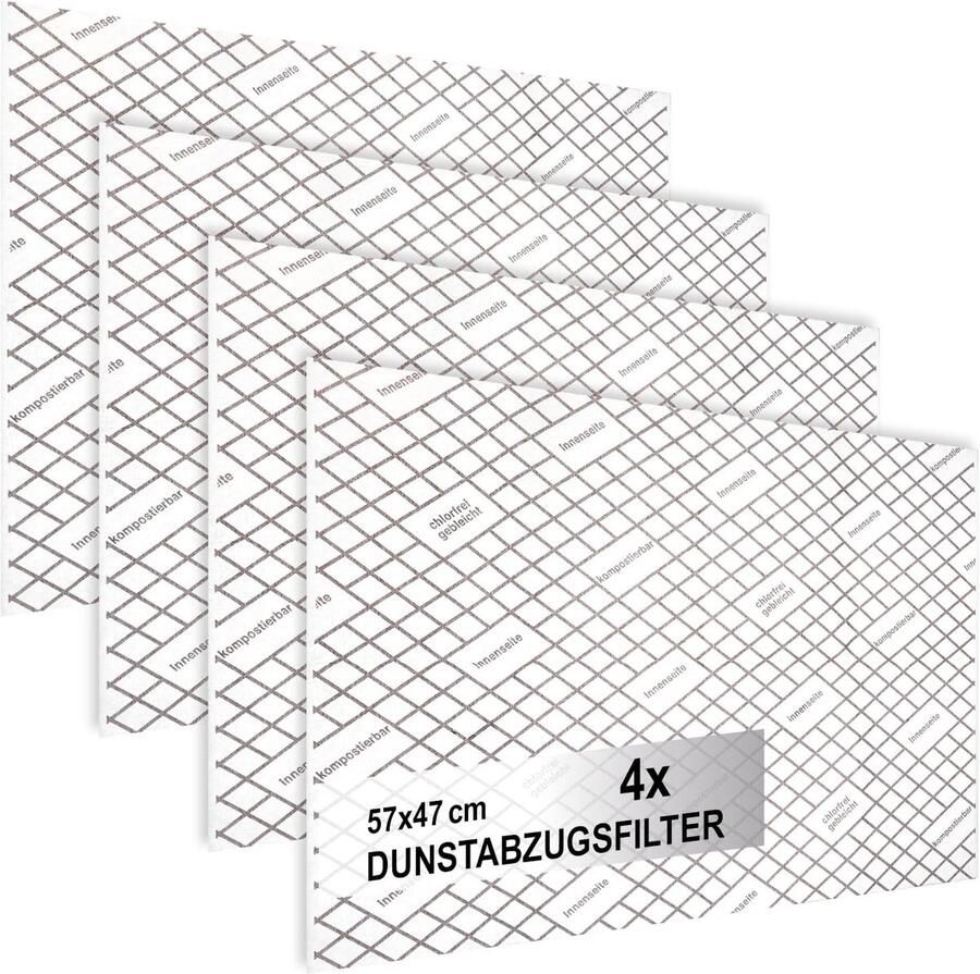SnelShoppen 4x Afzuigfilter voor Afzuigkap Universeel Vlakfilter 1mm Composteerbaar Met Verzadigingsindicator 57x47cm Voor Keuken Hoge F