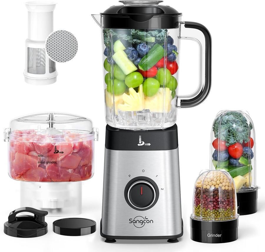 SnelShoppen 5-in-1 blender voor shakes smoothies ijs en meer 500W met 3 snelheden en pulsfunctie Ideaal voor keuken fruit groenten vlees