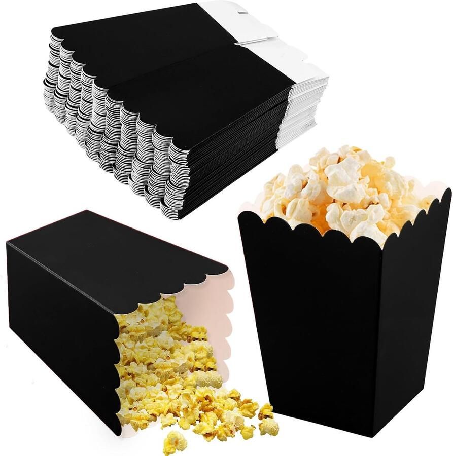 SnelShoppen 50 Mini Popcorn Dozen in 3 Kleuren Papieren Popcorn Favor Dozen voor Feest Verjaardag Trouwerij en Bioscoop Avond 5.5x5.5cm Onder