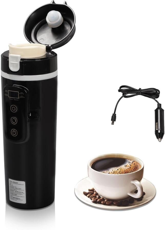 SnelShoppen 500 ml Waterkoker 12V Klein Zwart voor Auto Reizen Elektrische Waterkoker voor Camping Keuken en onderweg