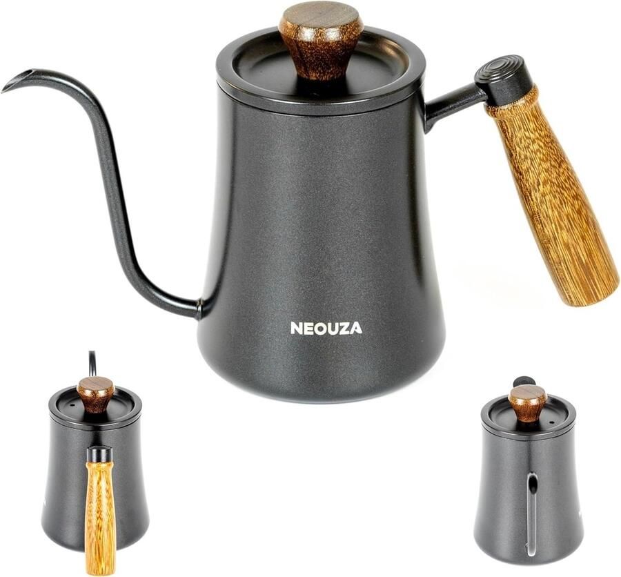 SnelShoppen 500ml Gooseneck Kettle RVS Waterkoker voor Perfecte Koffie en Thee Ergonomische Houtgreep Precisie Tuit voor Gelijkmatige Extracti