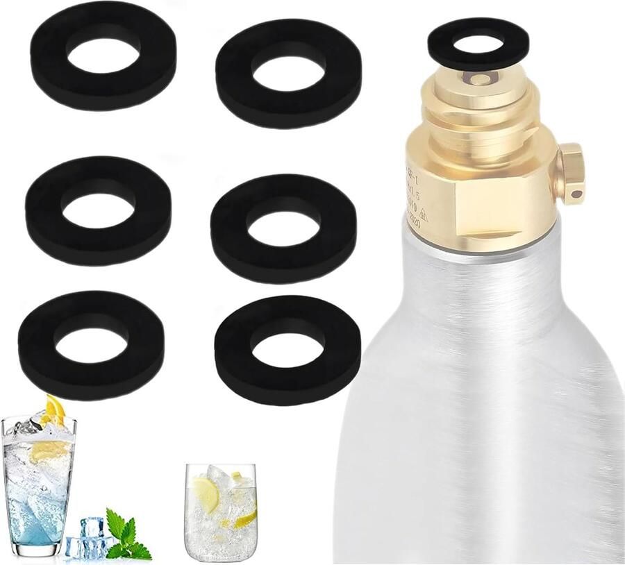 SnelShoppen 6 Pcs CO2 Sealing Rings voor SodaStream Flessen Vervangingsdichtingen Hoogwaardige Rubber Zwart Perfect voor Thuisgebruik