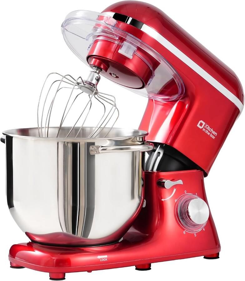 SnelShoppen 7 5 L Keukenmachine Food Processor 1400W Stand Mixer met Planetair Mengsysteem Menghaak Deeghaak Garde Rood voor Bakken en Koken