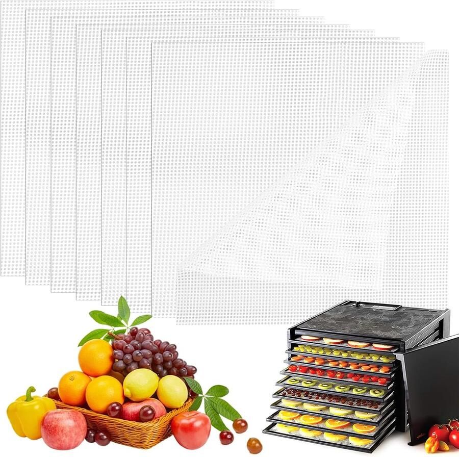 SnelShoppen 8 Stuks Droogfilm voor Droogmachine Vierkante Silicone Dehydrator Vellen 35 5 x 35 5 cm Antikleef Coating BPA Vrij Herbruikbare Stoo